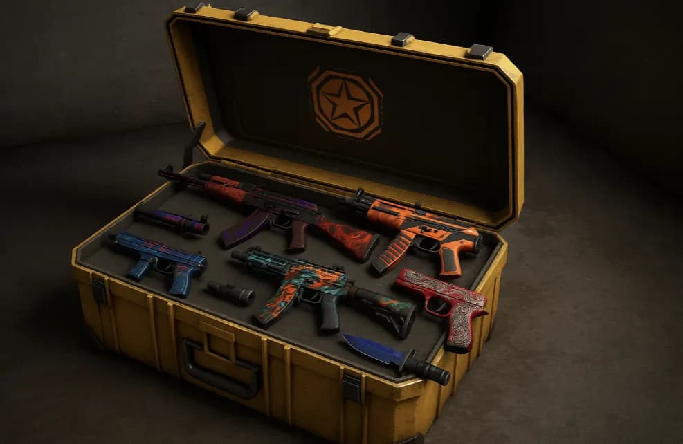 Otwarta skrzynia CS2 ze skinami do broni