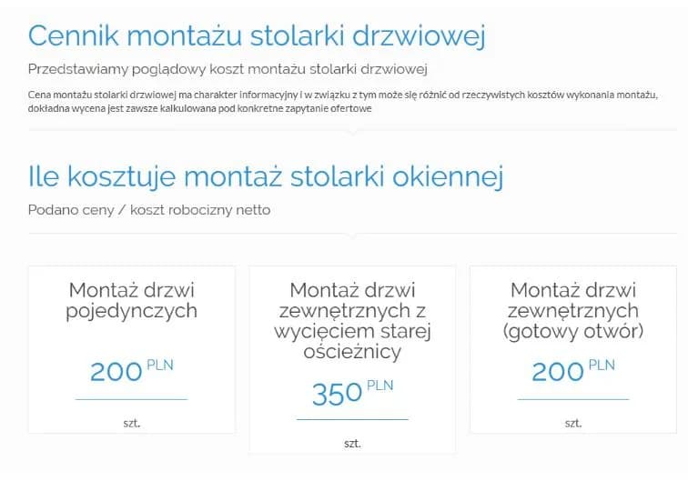 Cennik demontażu i montażu drzwi - Sprawdź ceny usług