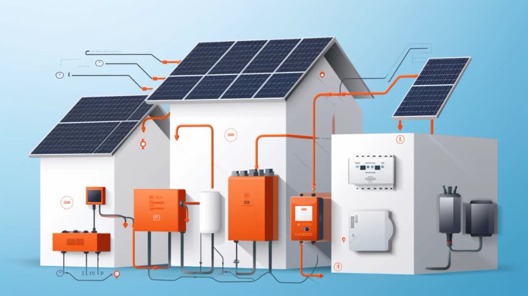 Schemat podłączenia paneli fotowoltaicznych dla systemu on-grid z akumulatorami